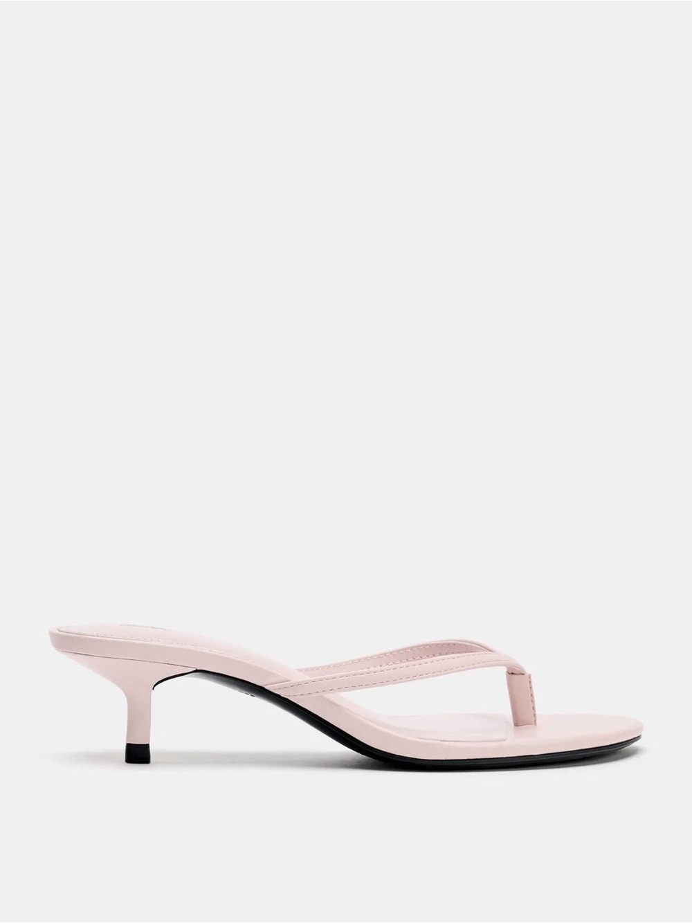 Zara Pale Pink Leather Thong Sandals - Minimalist Slip-On Thong 7.5 Mew $55 - Picture 2 of 10